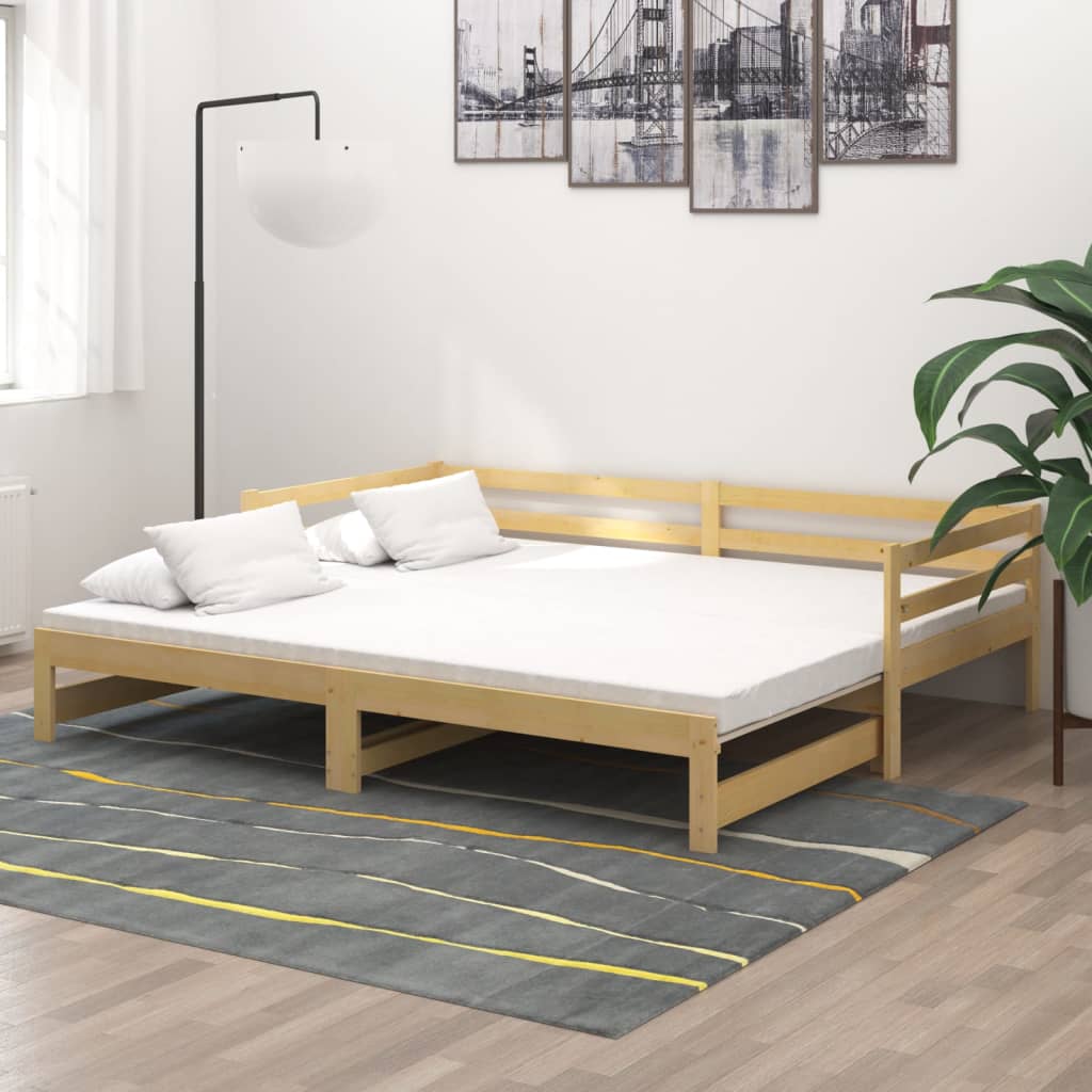Slaapbank uitschuifbaar massief grenenhout 2x(90x200) cm is nu te koop bij PeponiXL, paradijselijk wonen!