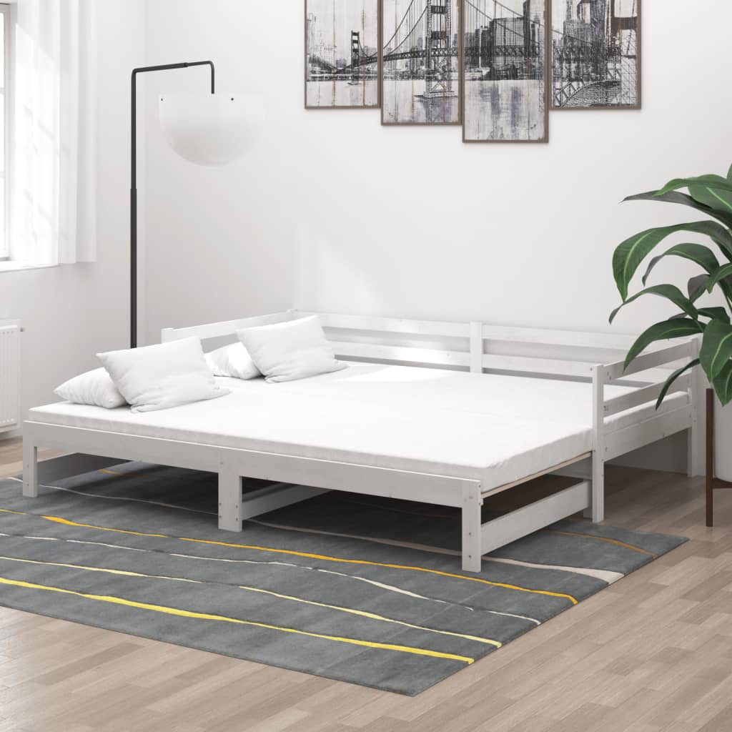 Slaapbank uitschuifbaar massief grenenhout wit 2x(90x200) cm is nu te koop bij PeponiXL, paradijselijk wonen!