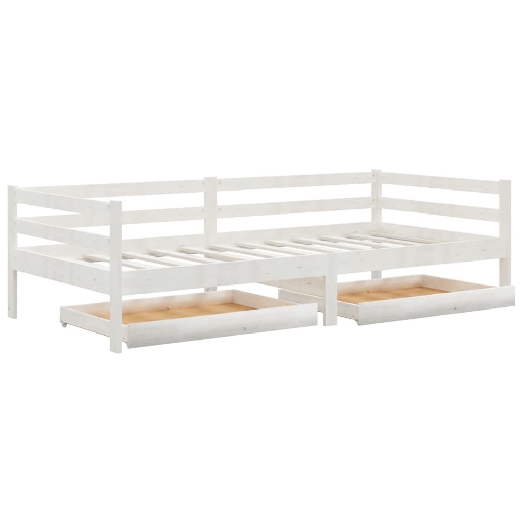 Slaapbank met lades massief grenenhout wit 90x200 cm is nu te koop bij PeponiXL, paradijselijk wonen!