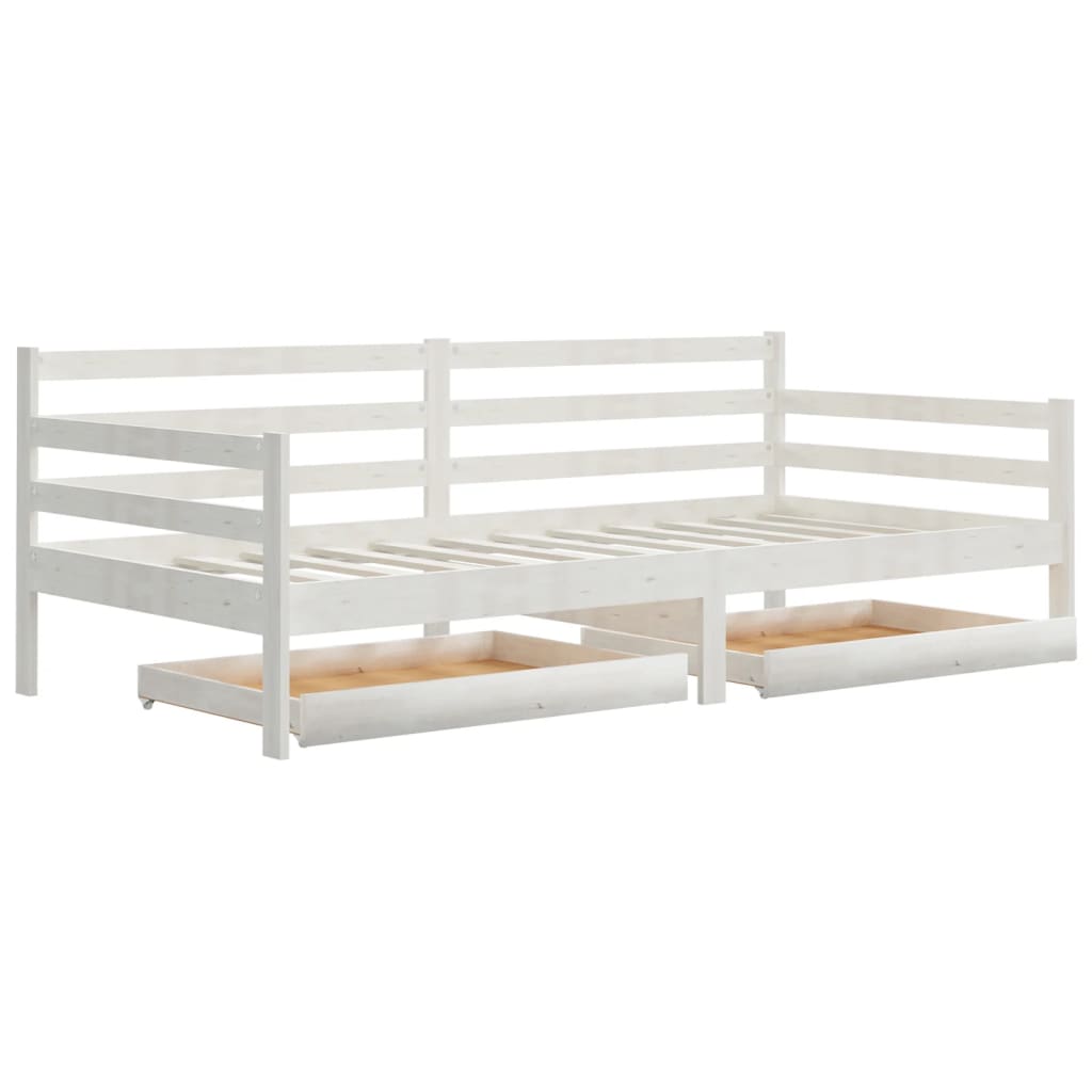 Slaapbank met lades massief grenenhout wit 90x200 cm is nu te koop bij PeponiXL, paradijselijk wonen!