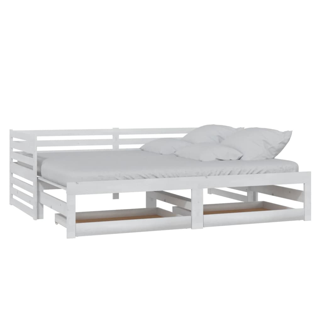 Slaapbank uitschuifbaar massief grenenhout wit 2x(90x200) cm is nu te koop bij PeponiXL, paradijselijk wonen!