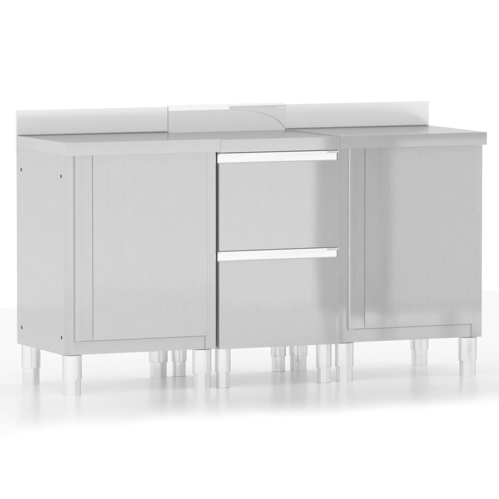 Commerciële Keukenkasten 3 stuks Roestvrij Staal is nu te koop bij PeponiXL, paradijselijk wonen!