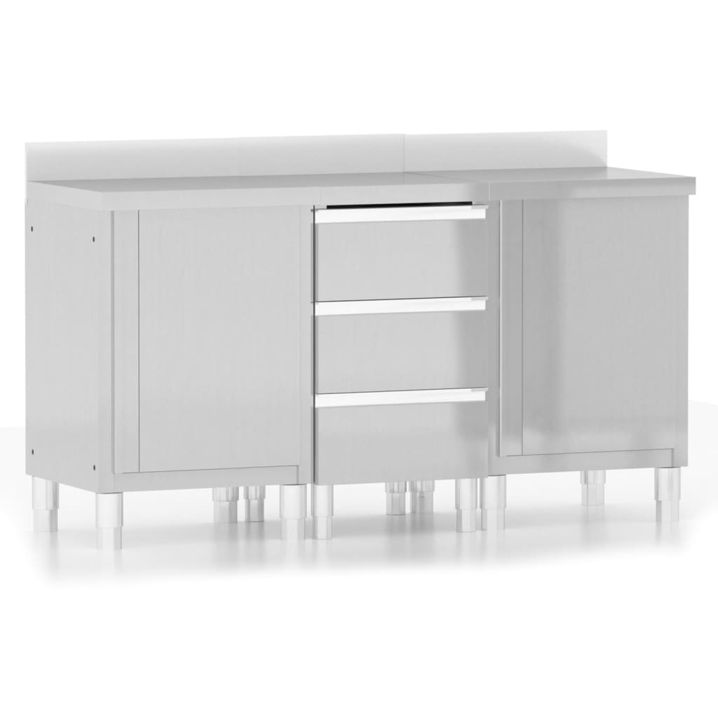 Commerciële Keukenkasten 3 stuks Roestvrij Staal is nu te koop bij PeponiXL, paradijselijk wonen!