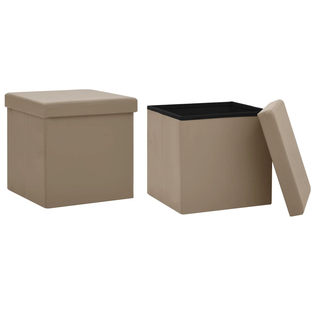 Opbergkrukken inklapbaar 2 st PVC cappuccinokleurig is nu te koop bij PeponiXL, paradijselijk wonen!