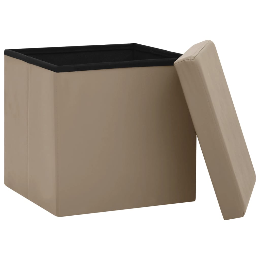 Opbergkrukken inklapbaar 2 st PVC cappuccinokleurig is nu te koop bij PeponiXL, paradijselijk wonen!