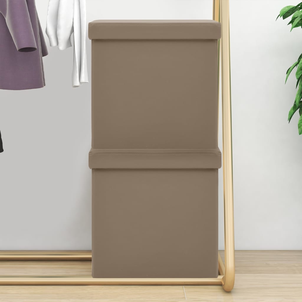 Opbergkrukken inklapbaar 2 st PVC cappuccinokleurig is nu te koop bij PeponiXL, paradijselijk wonen!