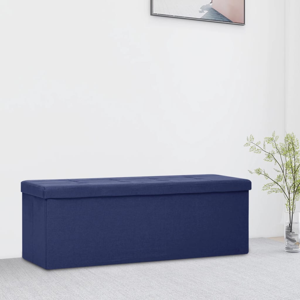 Opbergbank inklapbaar kunstlinnen blauw is nu te koop bij PeponiXL, paradijselijk wonen!
