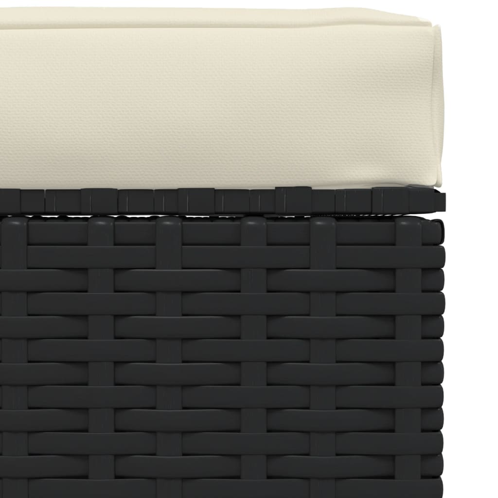 Voetensteun met kussen 70x70x30 cm poly rattan zwart is nu te koop bij PeponiXL, paradijselijk wonen!