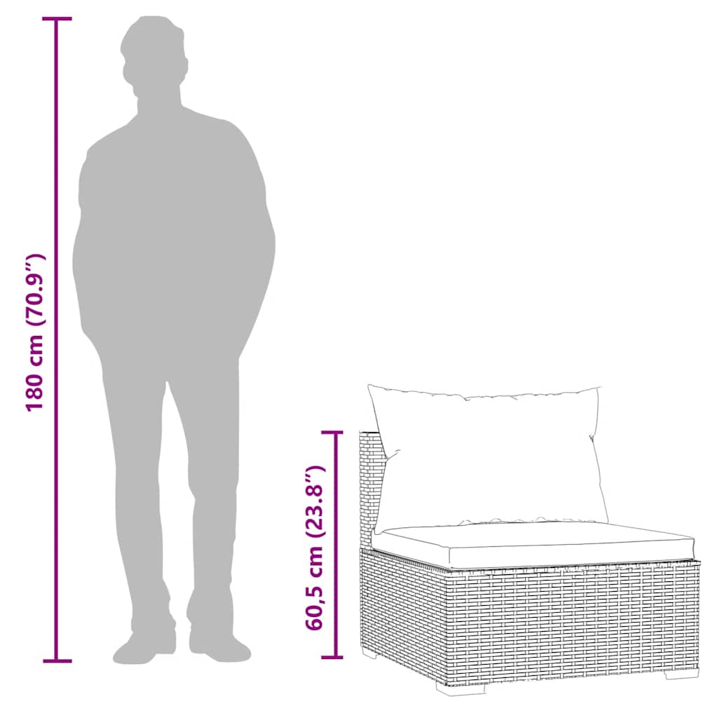 Tuinmiddenbank met kussens poly rattan zwart is nu te koop bij PeponiXL, paradijselijk wonen!