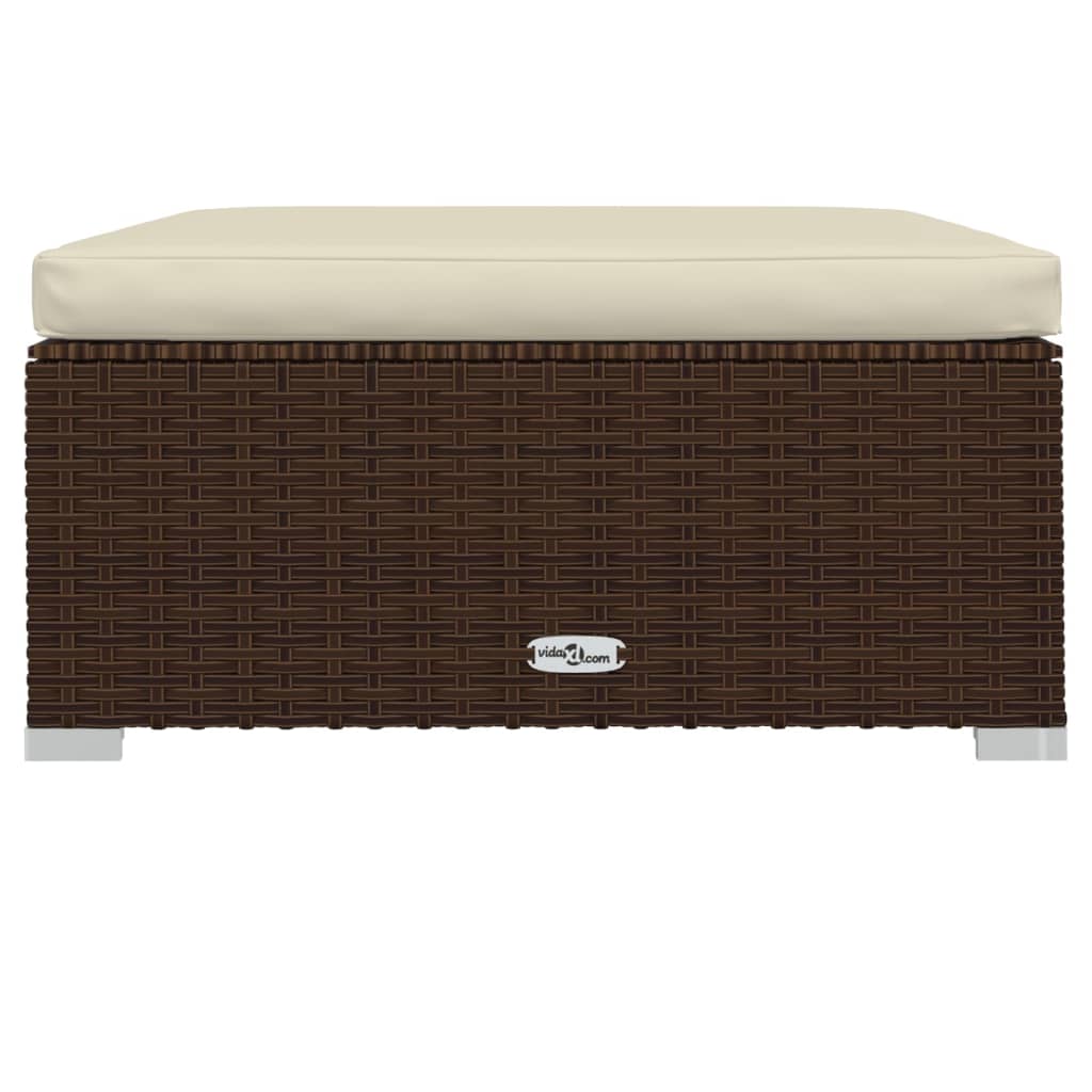 Voetensteun met kussen 70x70x30 cm poly rattan bruin is nu te koop bij PeponiXL, paradijselijk wonen!