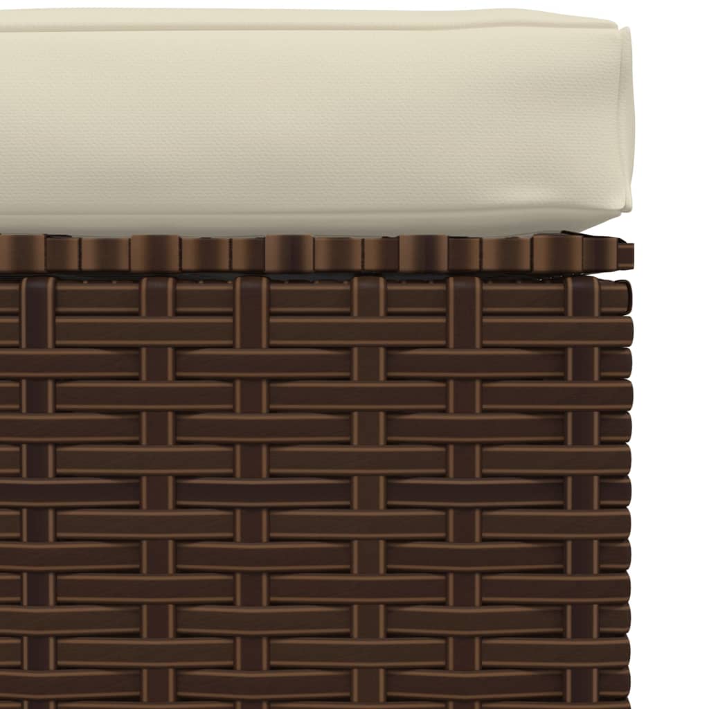Voetensteun met kussen 70x70x30 cm poly rattan bruin is nu te koop bij PeponiXL, paradijselijk wonen!