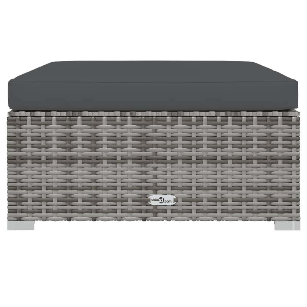 Tuinvoetenbank met kussen 70x70x30 cm poly rattan grijs is nu te koop bij PeponiXL, paradijselijk wonen!