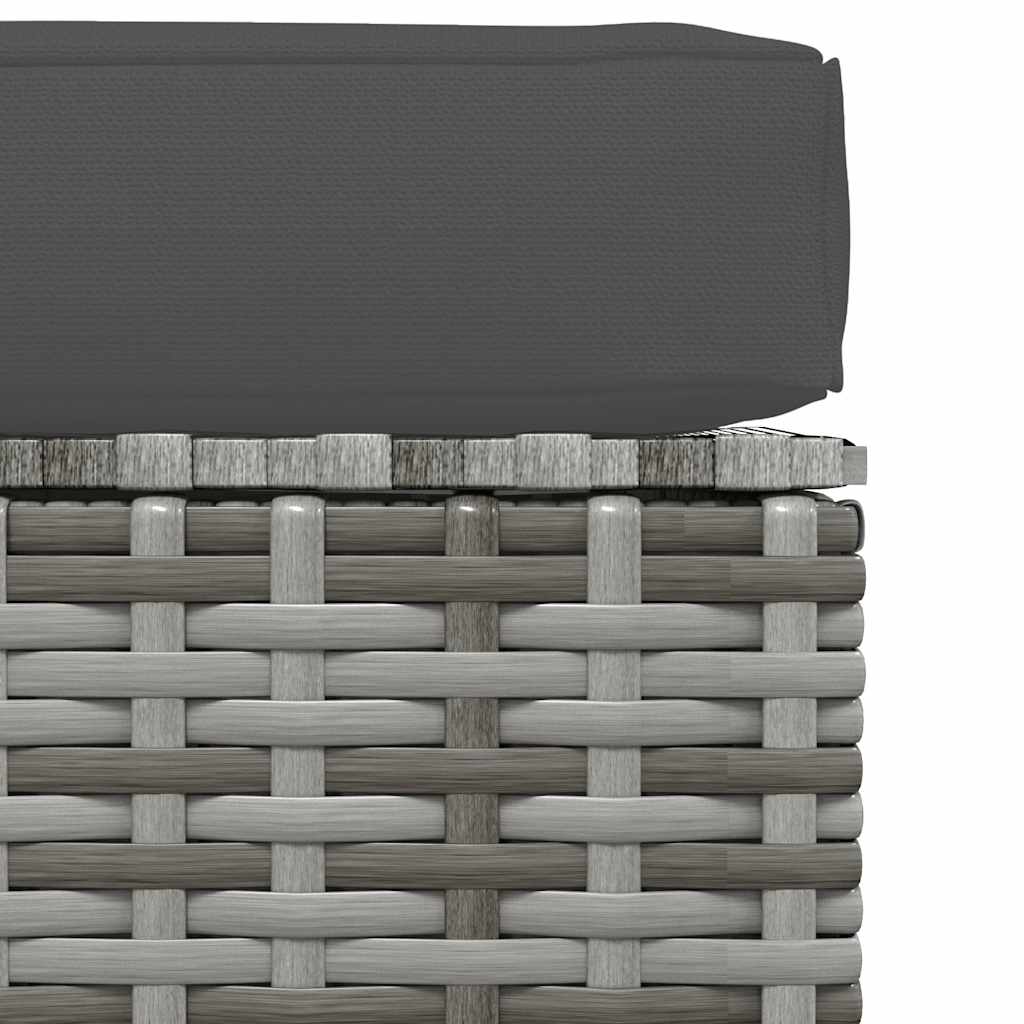 Tuinvoetenbank met kussen 70x70x30 cm poly rattan grijs is nu te koop bij PeponiXL, paradijselijk wonen!