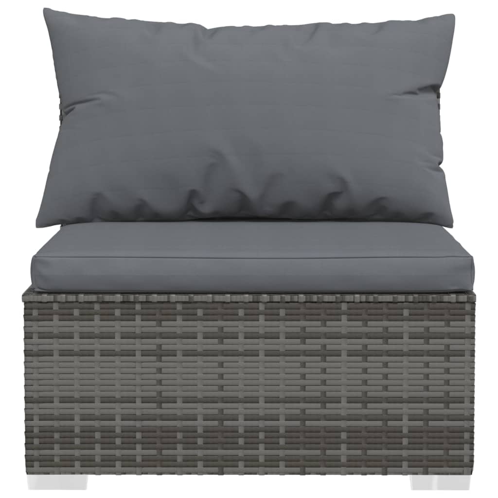 Tuinmiddenbank met kussens poly rattan grijs is nu te koop bij PeponiXL, paradijselijk wonen!