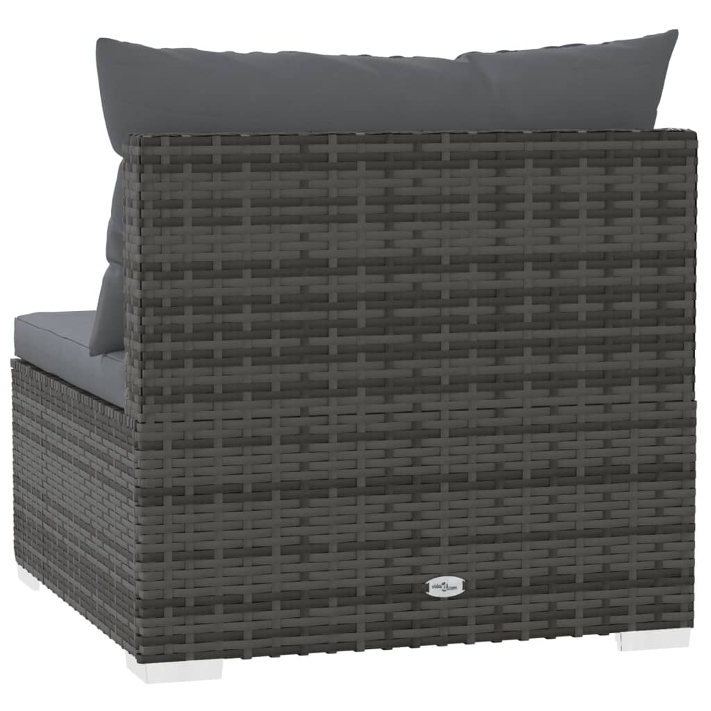 Tuinmiddenbank met kussens poly rattan grijs is nu te koop bij PeponiXL, paradijselijk wonen!
