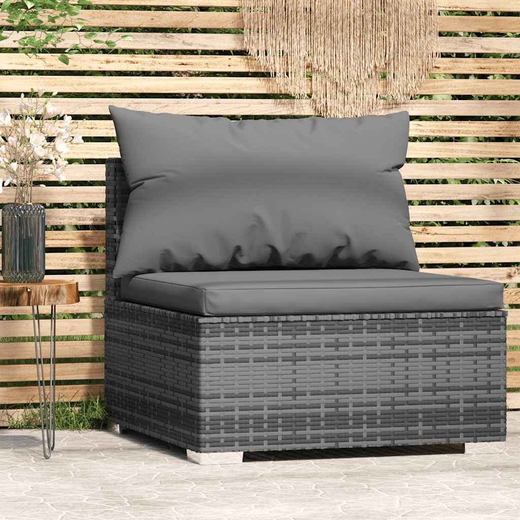 Tuinmiddenbank met kussens poly rattan grijs is nu te koop bij PeponiXL, paradijselijk wonen!