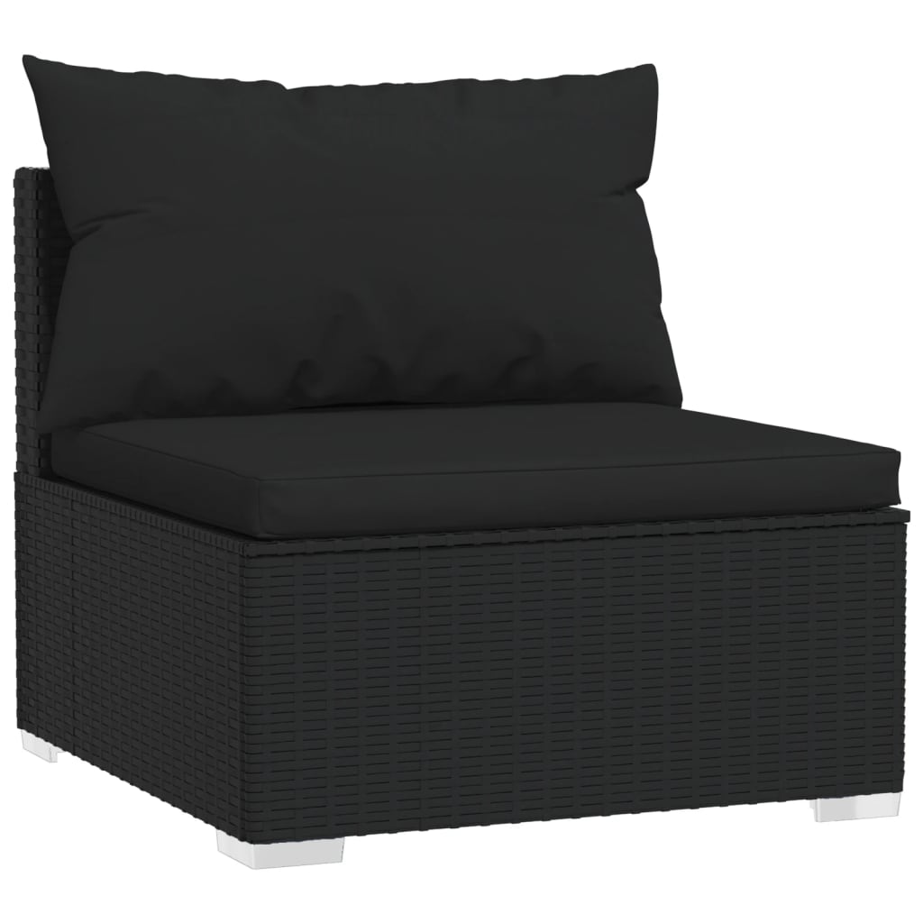 4-delige Loungeset met kussens poly rattan zwart is nu te koop bij PeponiXL, paradijselijk wonen!