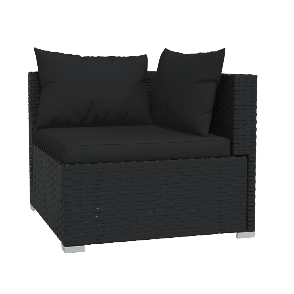 4-delige Loungeset met kussens poly rattan zwart is nu te koop bij PeponiXL, paradijselijk wonen!