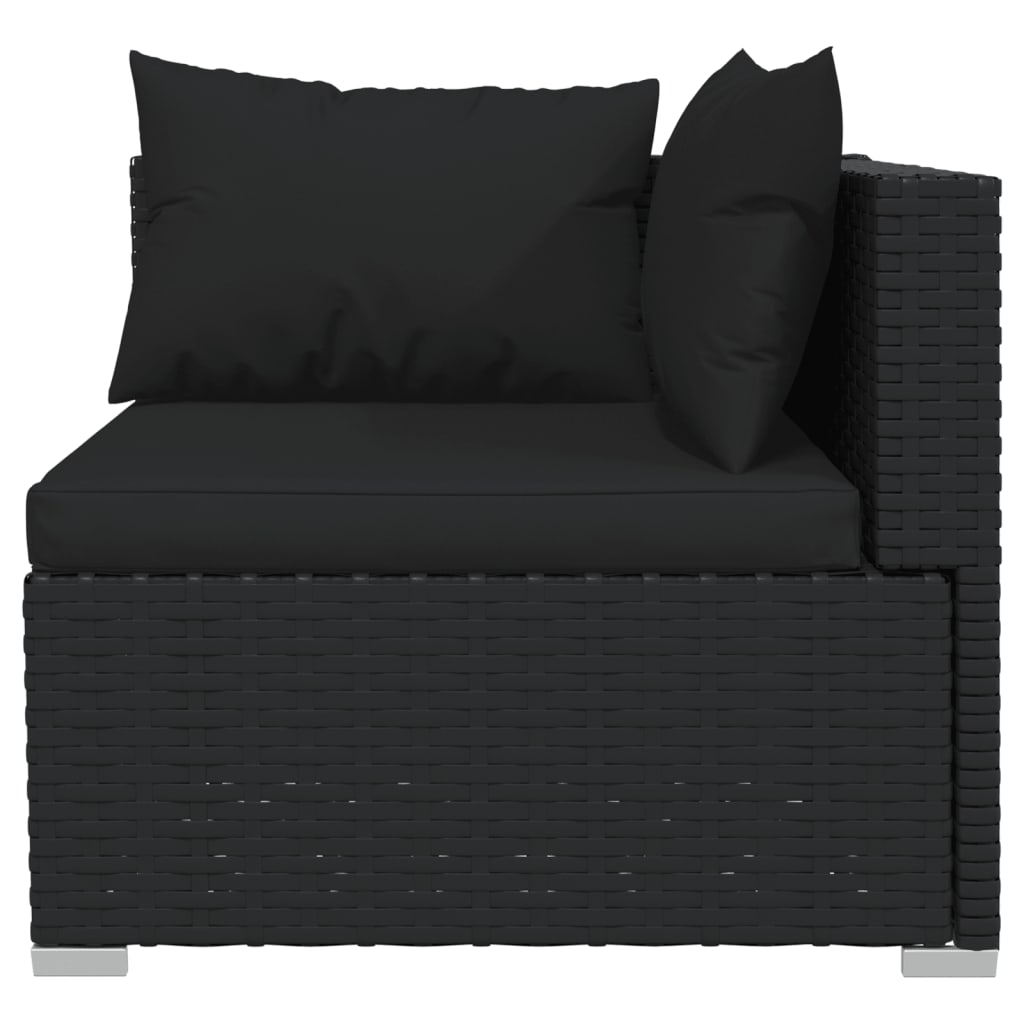 4-delige Loungeset met kussens poly rattan zwart is nu te koop bij PeponiXL, paradijselijk wonen!