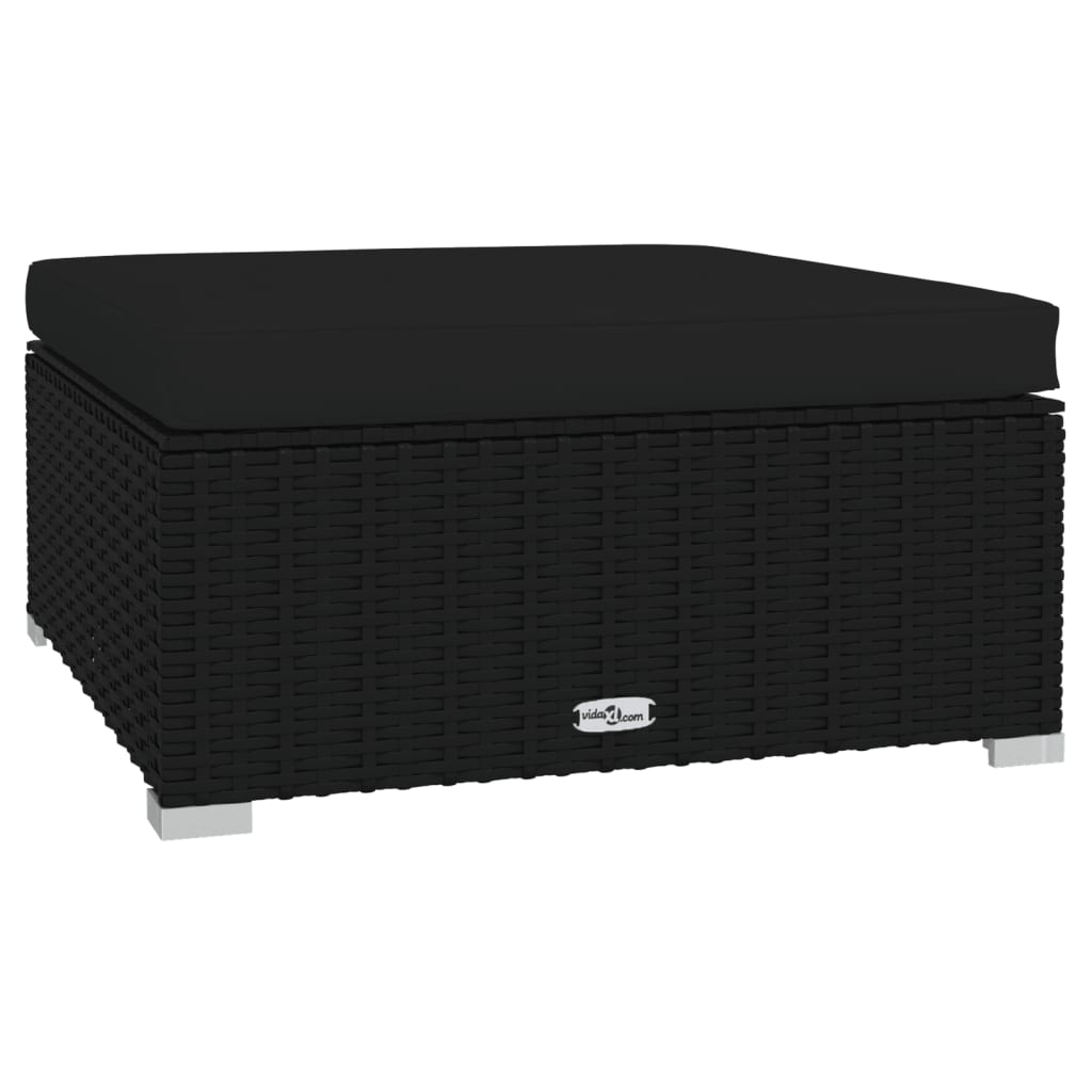 4-delige Loungeset met kussens poly rattan zwart is nu te koop bij PeponiXL, paradijselijk wonen!