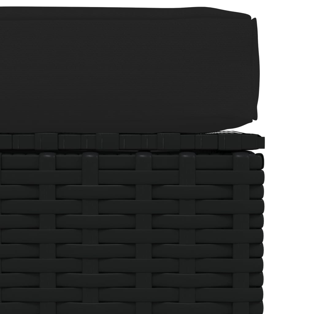 Voetensteun met kussen 70x70x30 cm poly rattan zwart is nu te koop bij PeponiXL, paradijselijk wonen!