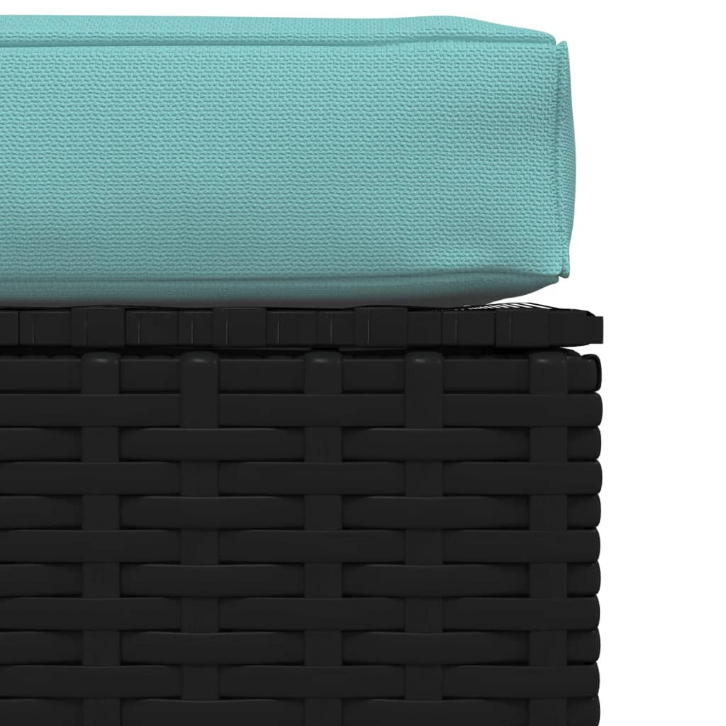 Tuinvoetenbank met kussen 70x70x30 cm poly rattan zwart is nu te koop bij PeponiXL, paradijselijk wonen!