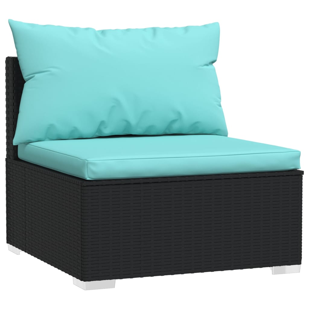 4-delige Loungeset met kussens poly rattan zwart is nu te koop bij PeponiXL, paradijselijk wonen!