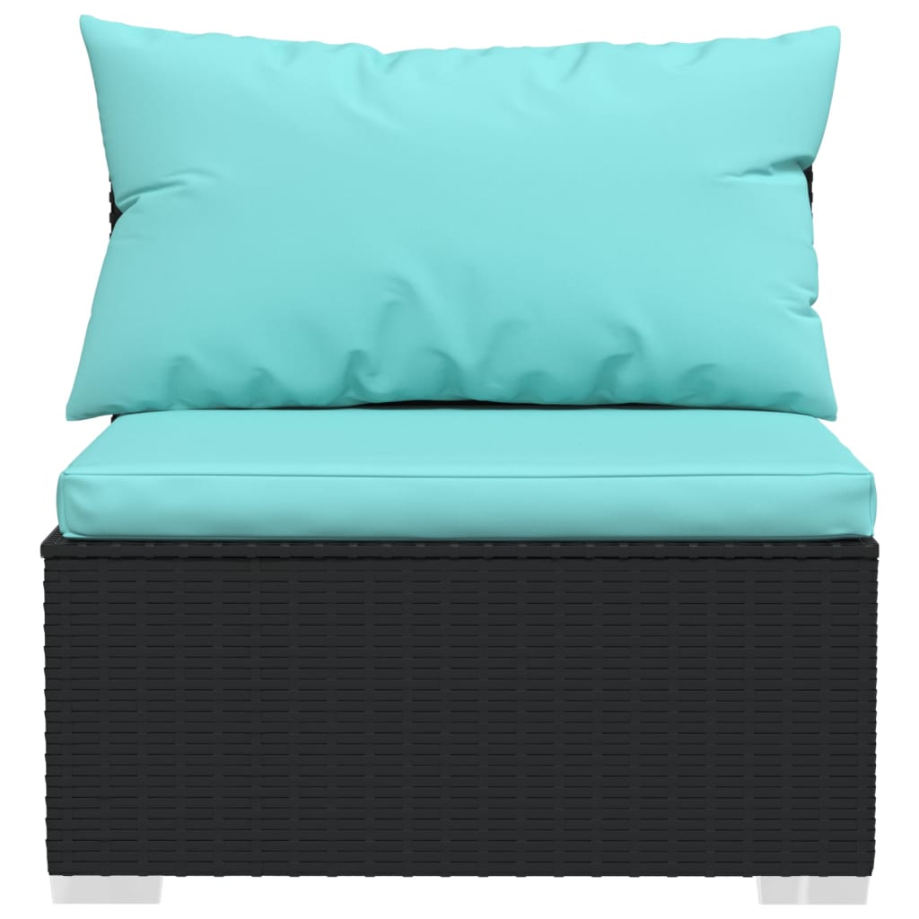 4-delige Loungeset met kussens poly rattan zwart is nu te koop bij PeponiXL, paradijselijk wonen!