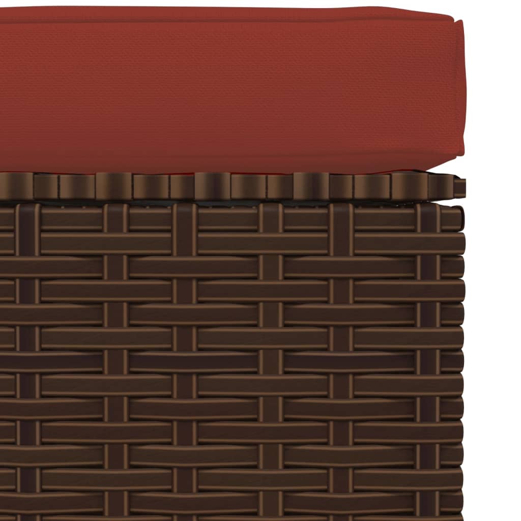Tuinvoetenbank met kussen 70x70x30 cm poly rattan bruin is nu te koop bij PeponiXL, paradijselijk wonen!