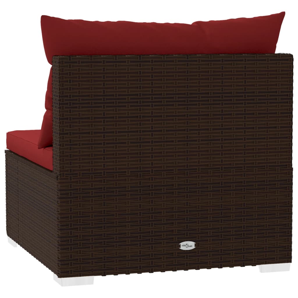 Tuinmiddenbank met kussens poly rattan bruin is nu te koop bij PeponiXL, paradijselijk wonen!