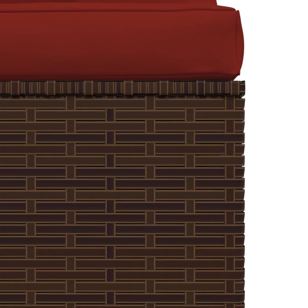 Tuinmiddenbank met kussens poly rattan bruin is nu te koop bij PeponiXL, paradijselijk wonen!