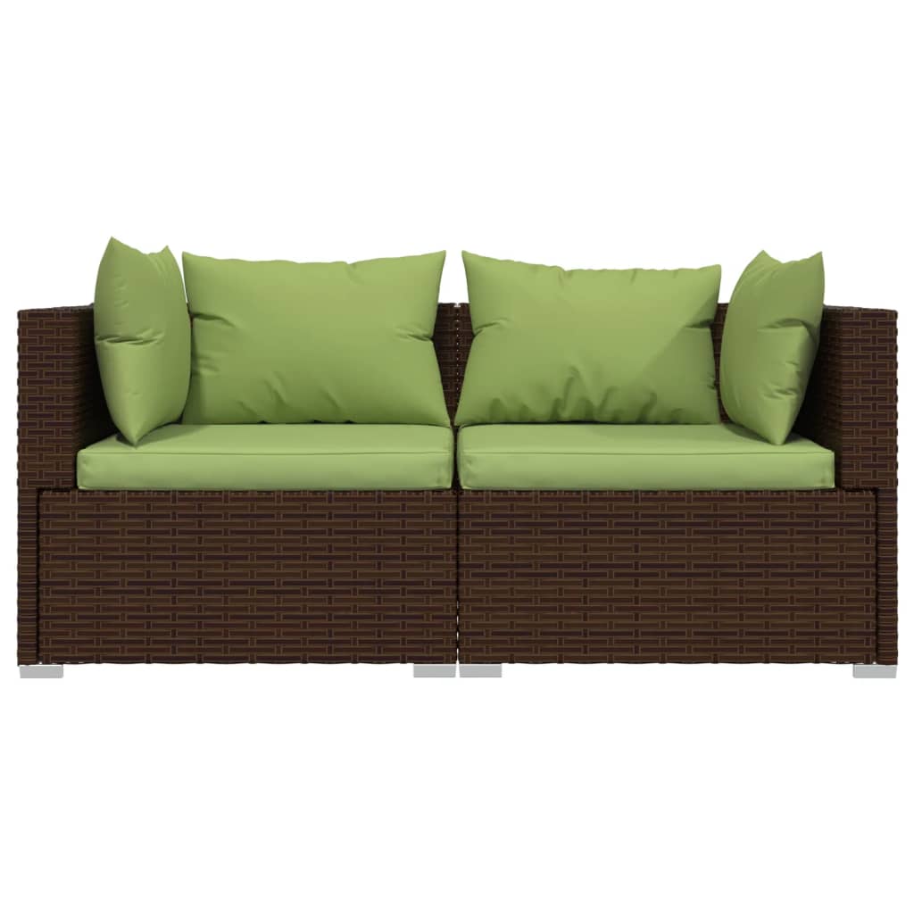 Bank 2-zits met kussens poly rattan bruin is nu te koop bij PeponiXL, paradijselijk wonen!