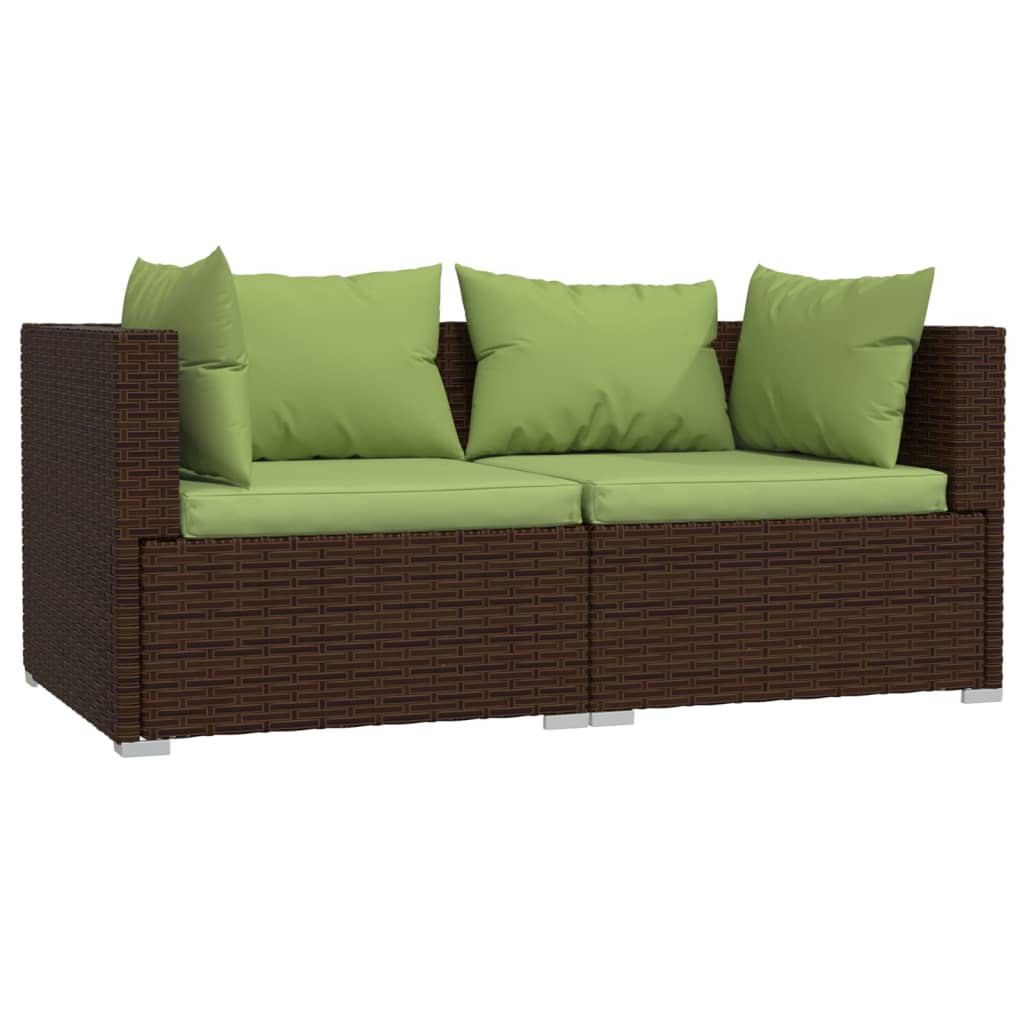 3-delige Loungeset met kussens poly rattan bruin is nu te koop bij PeponiXL, paradijselijk wonen!