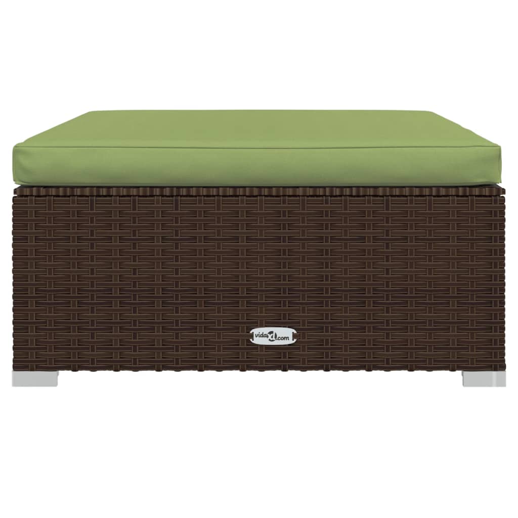 Tuinvoetenbank met kussen 70x70x30 cm poly rattan bruin is nu te koop bij PeponiXL, paradijselijk wonen!