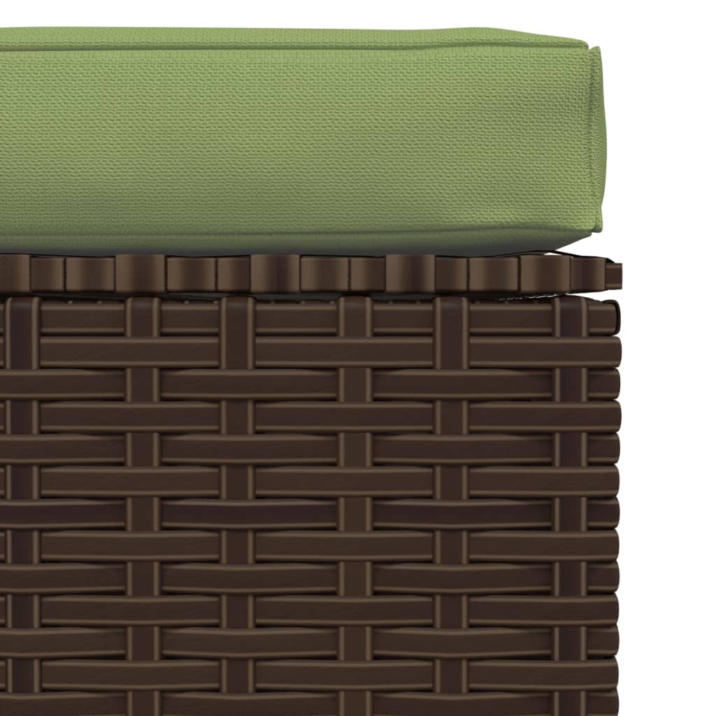 Tuinvoetenbank met kussen 70x70x30 cm poly rattan bruin is nu te koop bij PeponiXL, paradijselijk wonen!