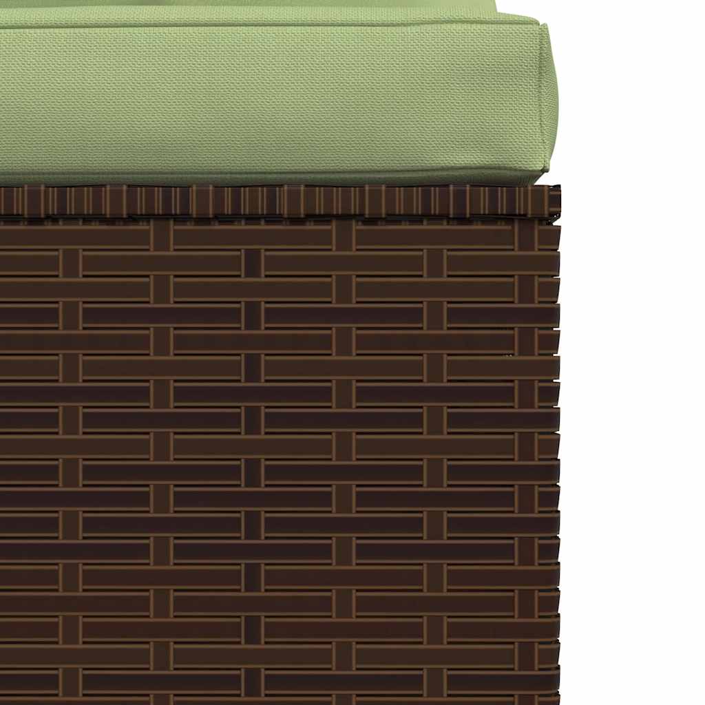 Tuinmiddenbank met kussens poly rattan bruin