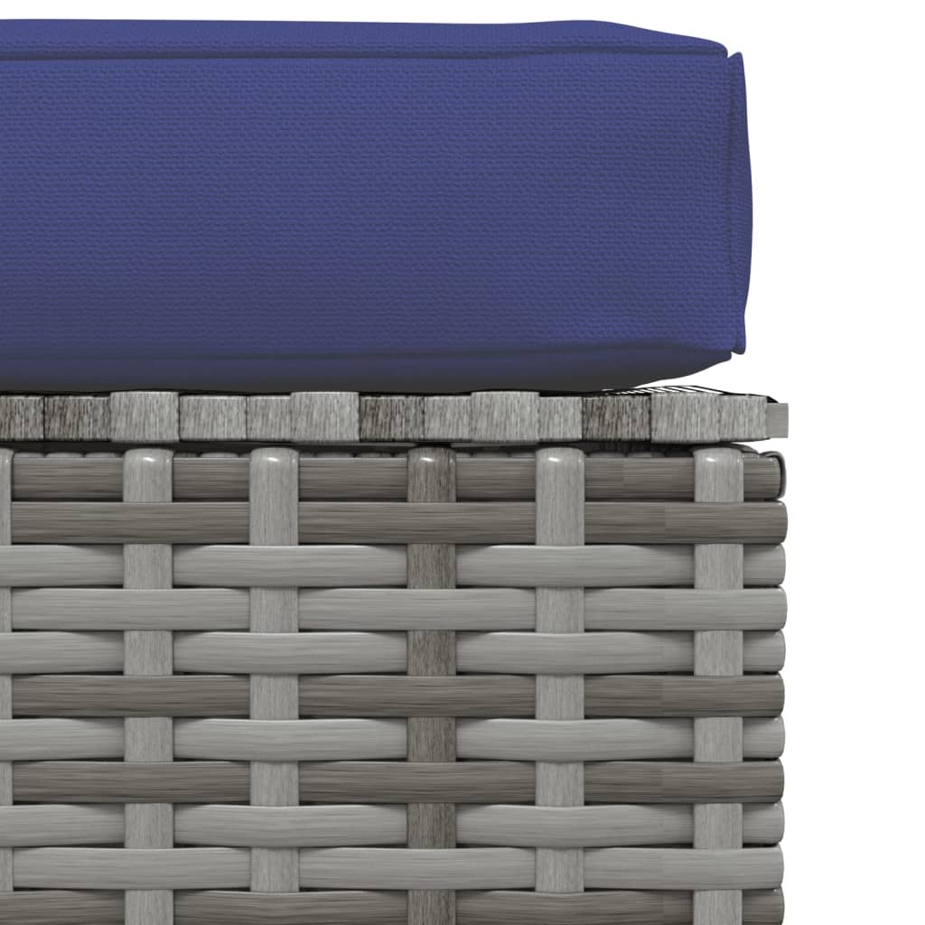 Tuinvoetenbank met kussen 70x70x30 cm poly rattan grijs is nu te koop bij PeponiXL, paradijselijk wonen!