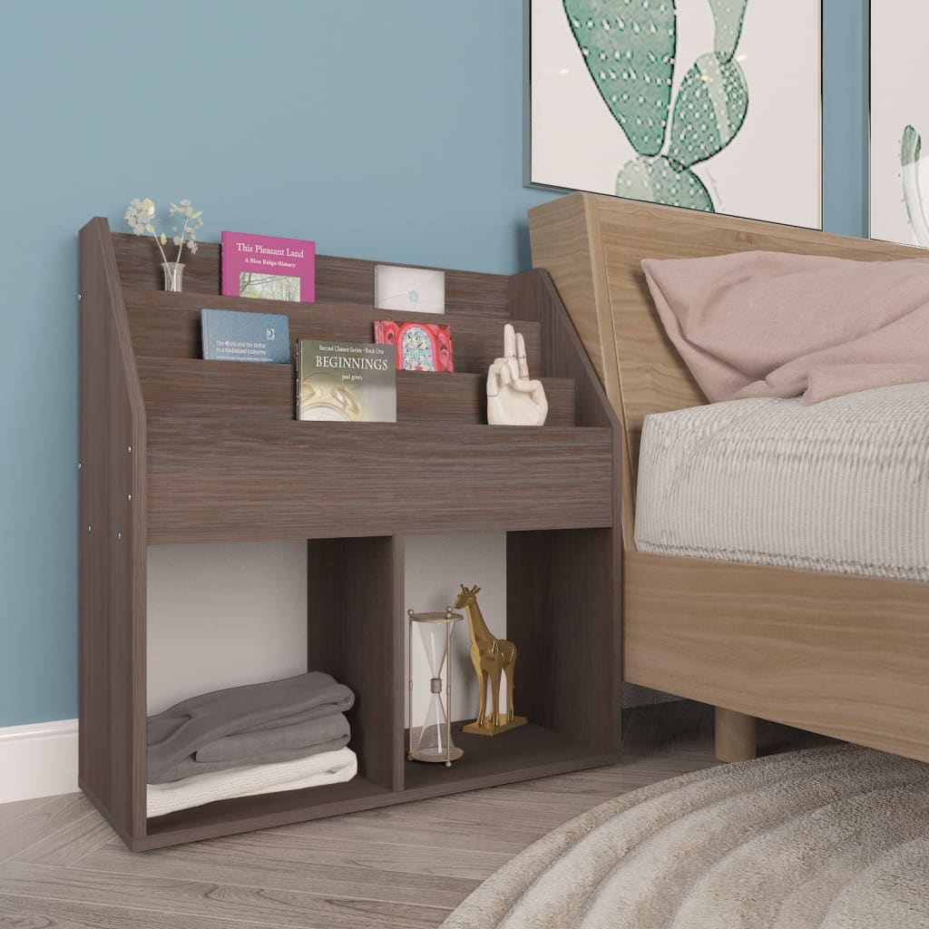 Kindertijdschriftenrek 71x30x78,5 cm hout grijs en eikenkleur is nu te koop bij PeponiXL, paradijselijk wonen!