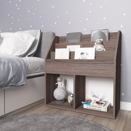 Kindertijdschriftenrek 71x30x78,5 cm hout grijs en eikenkleur is nu te koop bij PeponiXL, paradijselijk wonen!