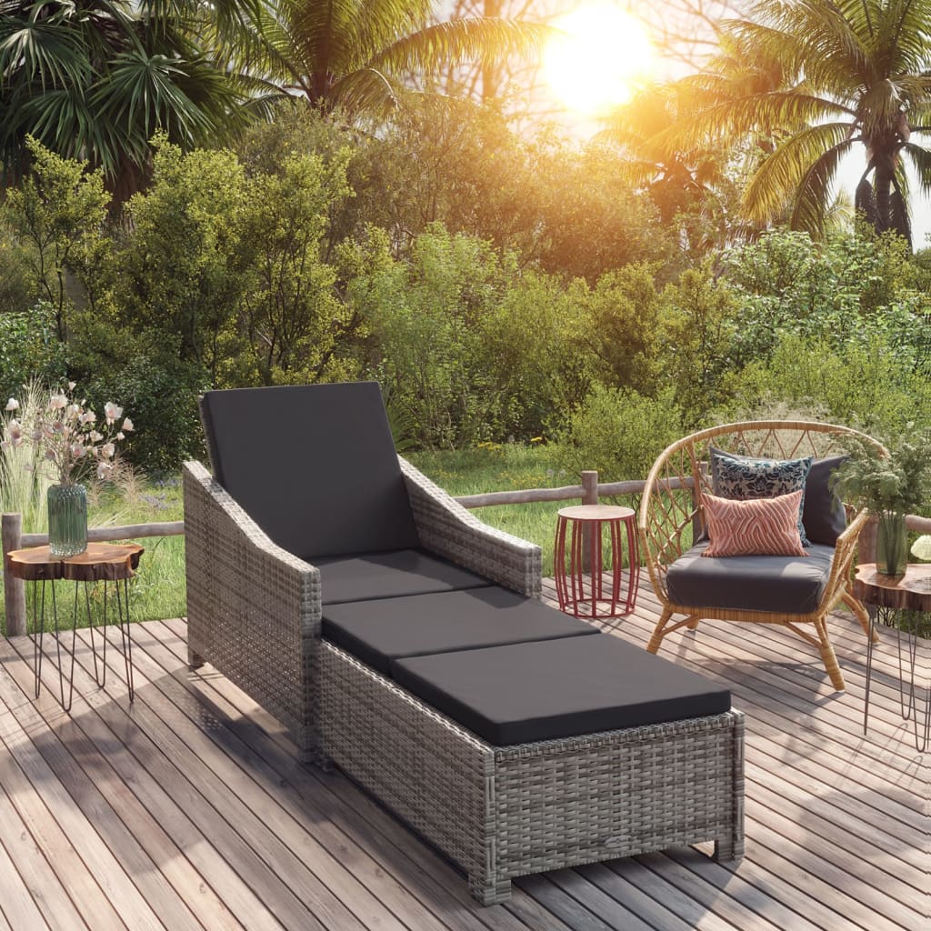 Ligbed met donkergrijs kussen poly rattan grijs is nu te koop bij PeponiXL, paradijselijk wonen!