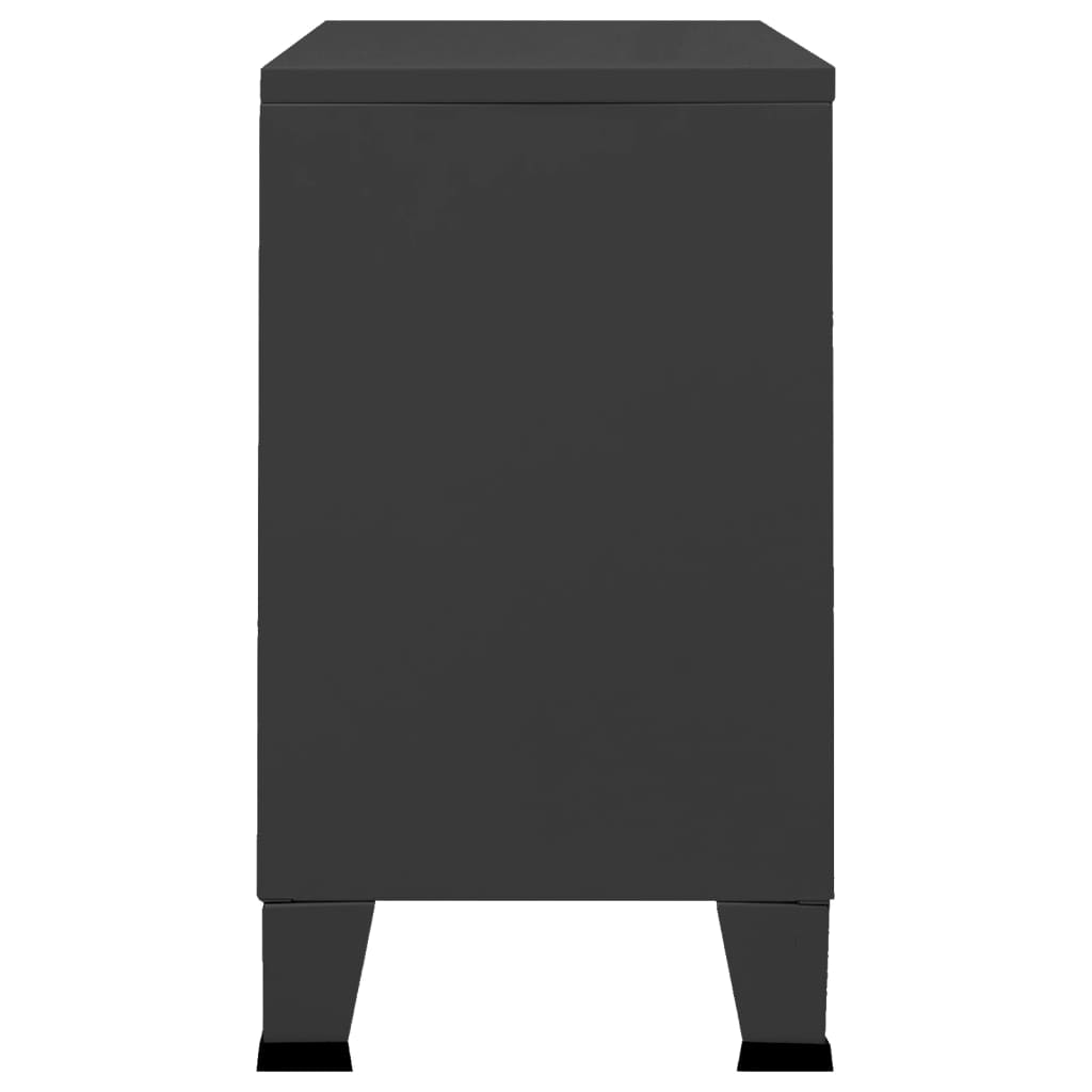 Dressoir industrieel 105x35x62 cm metaal en glas zwart is nu te koop bij PeponiXL, paradijselijk wonen!