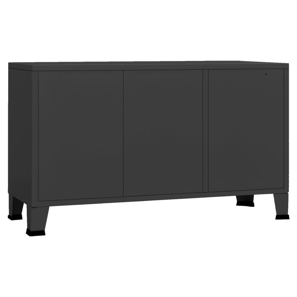 Dressoir industrieel 105x35x62 cm metaal en glas zwart is nu te koop bij PeponiXL, paradijselijk wonen!