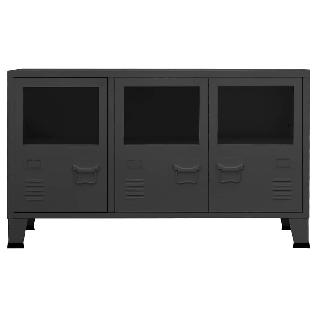 Dressoir industrieel 105x35x62 cm metaal en glas antracietkleur is nu te koop bij PeponiXL, paradijselijk wonen!
