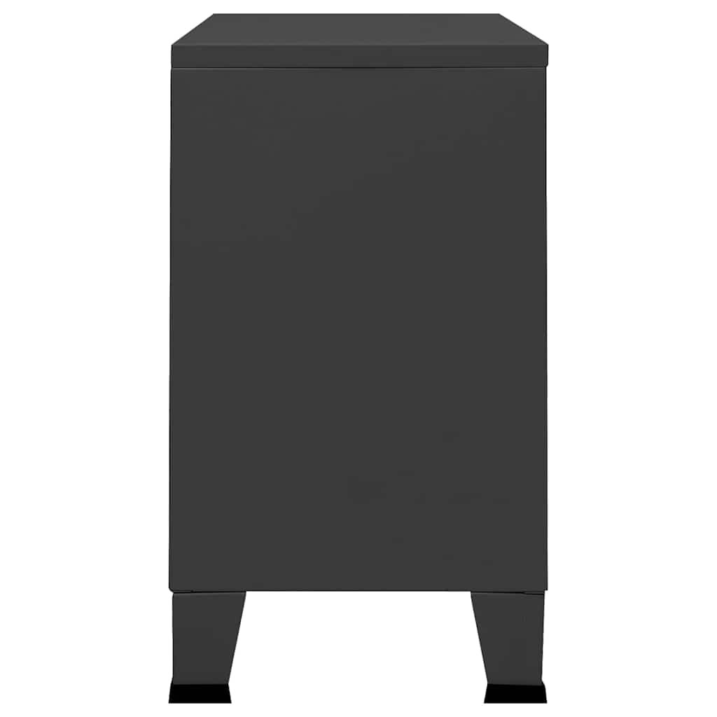 Dressoir industrieel 105x35x62 cm metaal en glas antracietkleur is nu te koop bij PeponiXL, paradijselijk wonen!