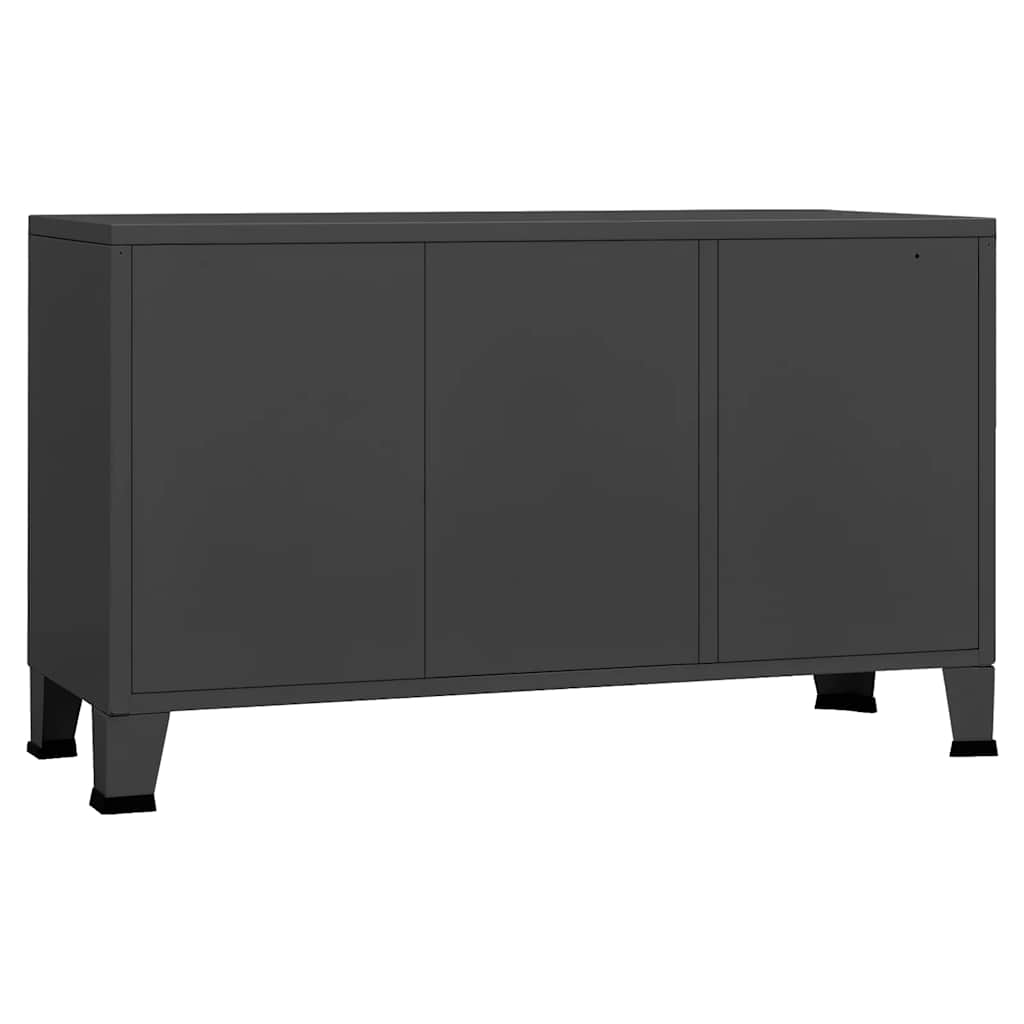 Dressoir industrieel 105x35x62 cm metaal en glas antracietkleur is nu te koop bij PeponiXL, paradijselijk wonen!
