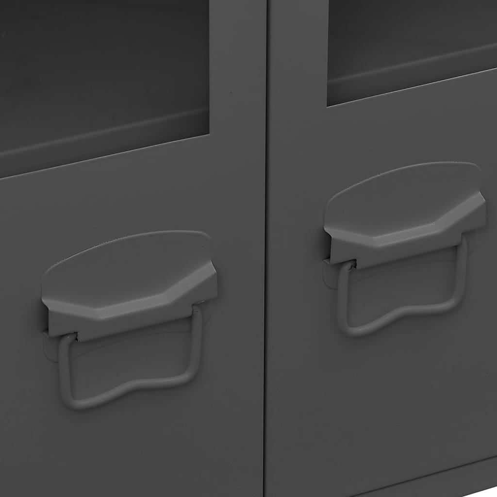 Dressoir industrieel 105x35x62 cm metaal en glas antracietkleur is nu te koop bij PeponiXL, paradijselijk wonen!
