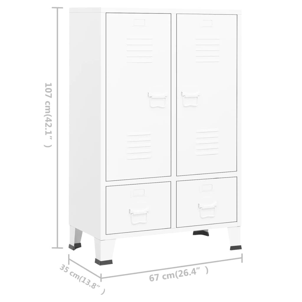 Kledingkast industrieel 67x35x107 cm staal wit is nu te koop bij PeponiXL, paradijselijk wonen!
