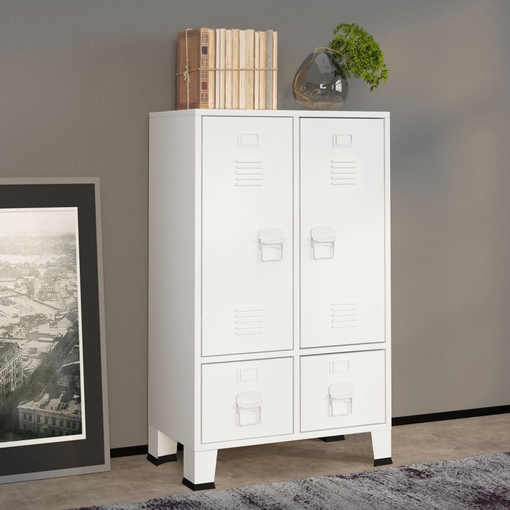 Kledingkast industrieel 67x35x107 cm staal wit is nu te koop bij PeponiXL, paradijselijk wonen!