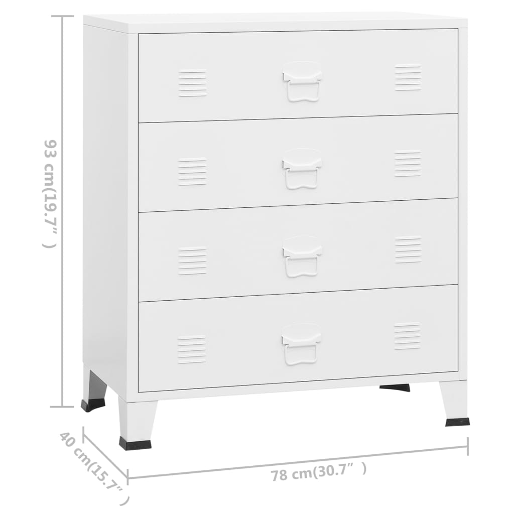 Ladekast industrieel 78x40x93 cm metaal wit is nu te koop bij PeponiXL, paradijselijk wonen!