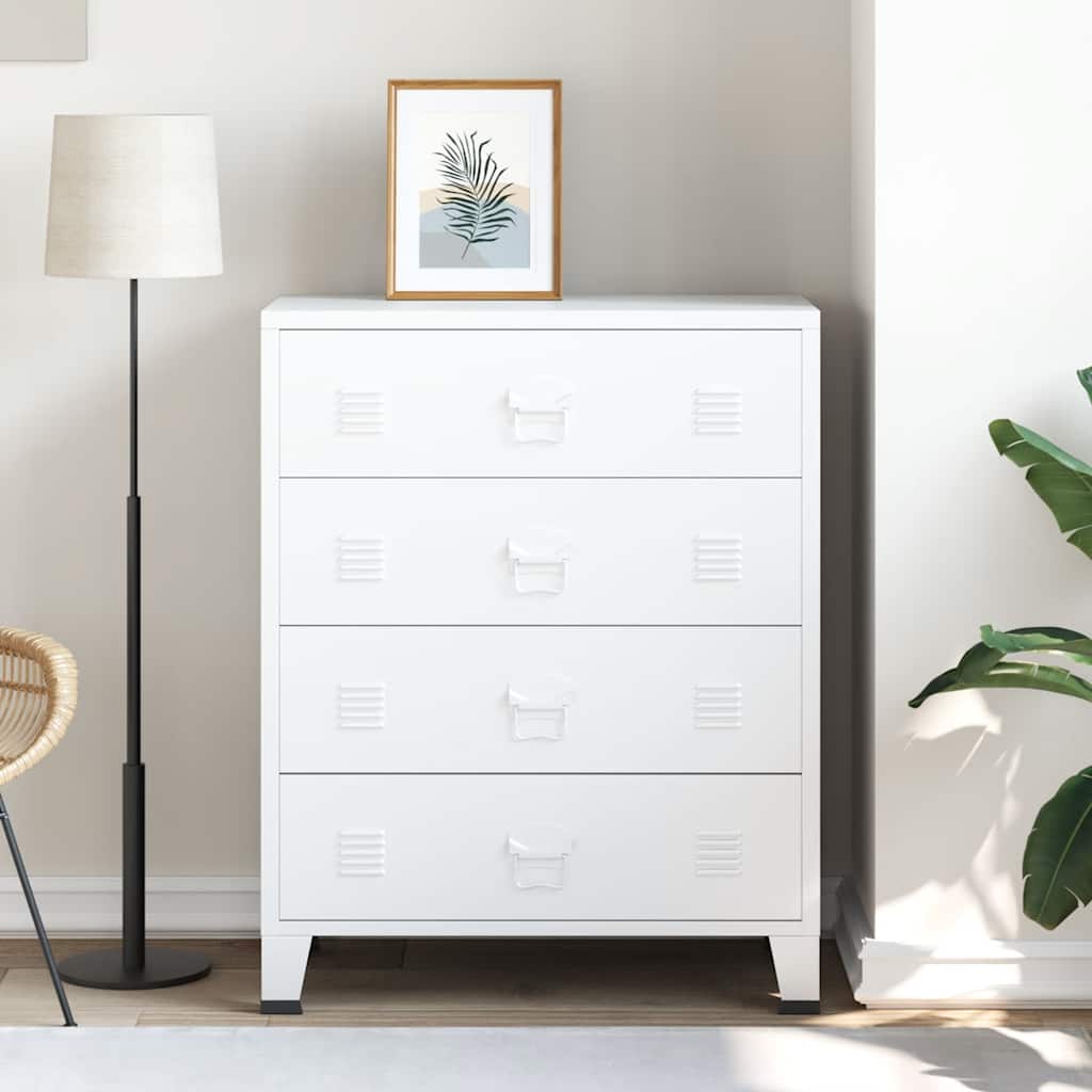 Ladekast industrieel 78x40x93 cm metaal wit is nu te koop bij PeponiXL, paradijselijk wonen!